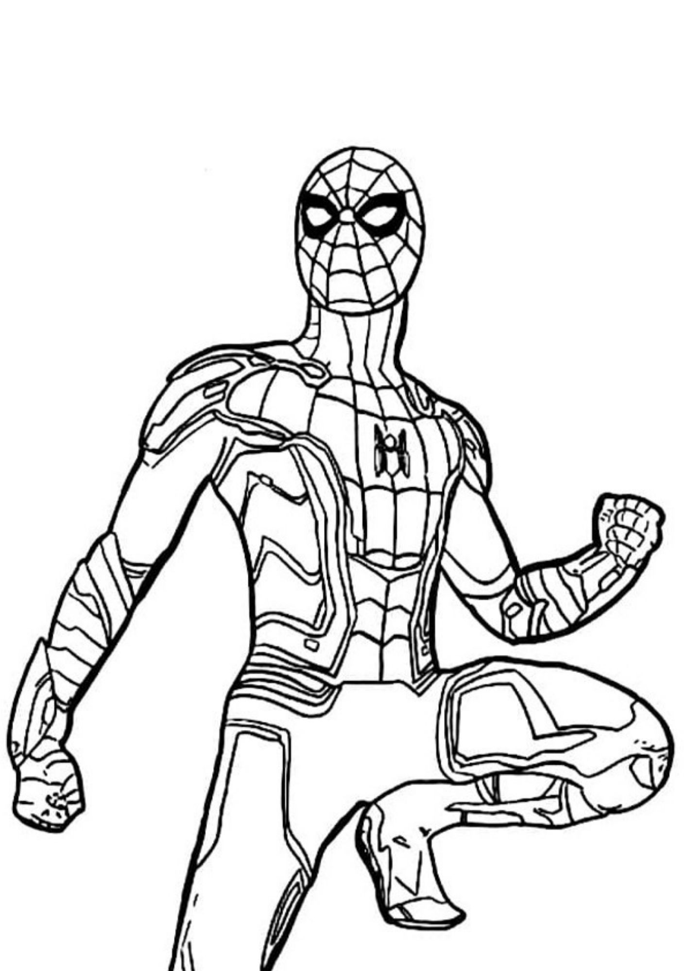Desenho para colorir de herói com máscara de teia.